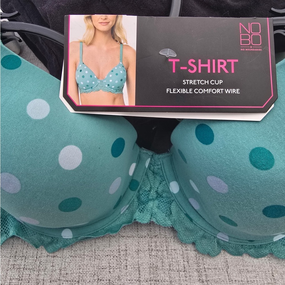 No Boundaries Polka Dot T-Shirt Bra - Green